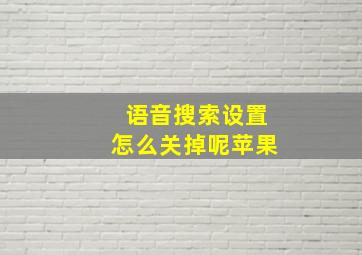 语音搜索设置怎么关掉呢苹果