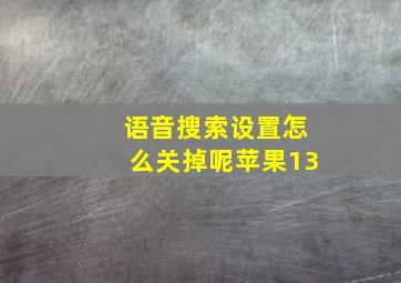 语音搜索设置怎么关掉呢苹果13