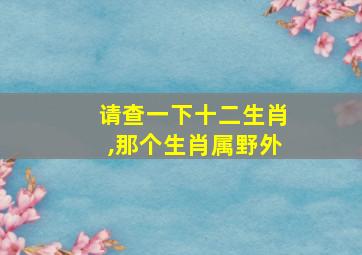 请查一下十二生肖,那个生肖属野外