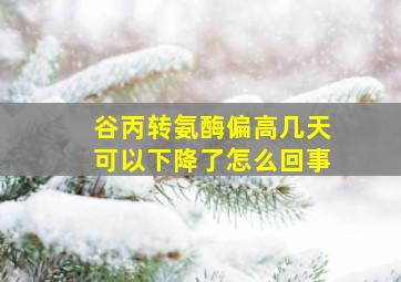 谷丙转氨酶偏高几天可以下降了怎么回事