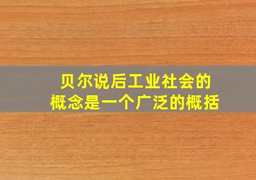 贝尔说后工业社会的概念是一个广泛的概括