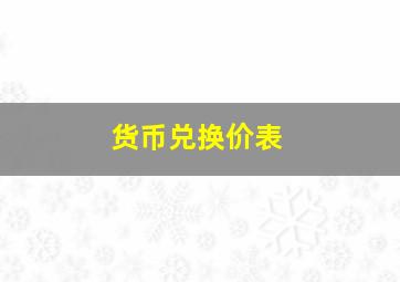 货币兑换价表