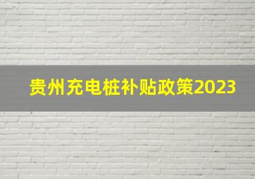 贵州充电桩补贴政策2023