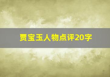 贾宝玉人物点评20字