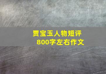 贾宝玉人物短评800字左右作文