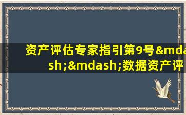 资产评估专家指引第9号——数据资产评估