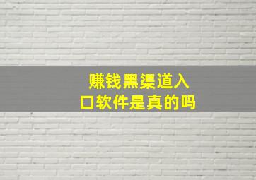 赚钱黑渠道入口软件是真的吗