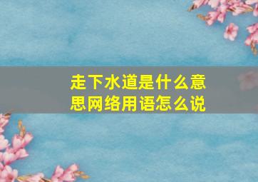 走下水道是什么意思网络用语怎么说