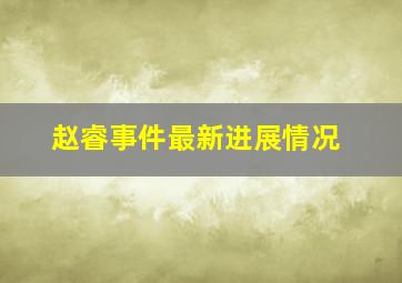 赵睿事件最新进展情况