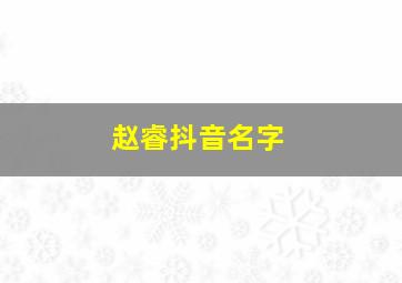 赵睿抖音名字