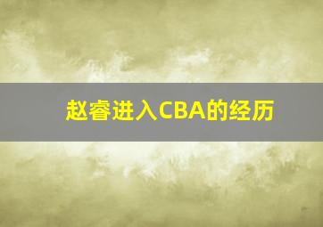 赵睿进入CBA的经历