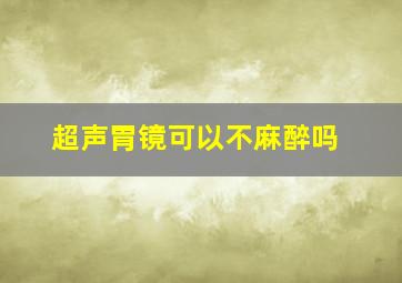 超声胃镜可以不麻醉吗