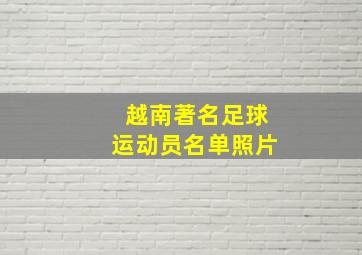 越南著名足球运动员名单照片