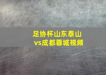 足协杯山东泰山vs成都蓉城视频