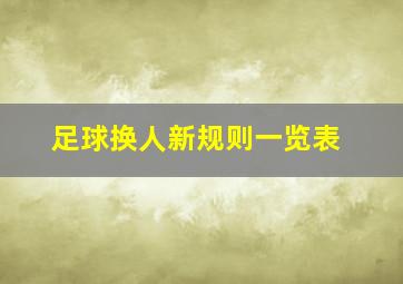 足球换人新规则一览表