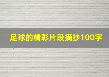 足球的精彩片段摘抄100字