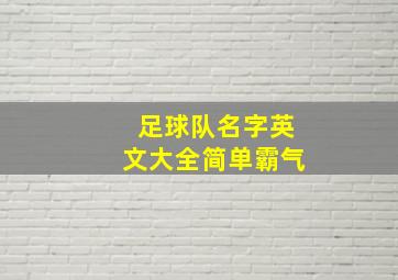 足球队名字英文大全简单霸气