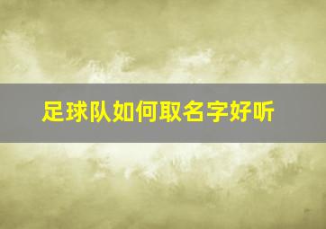 足球队如何取名字好听