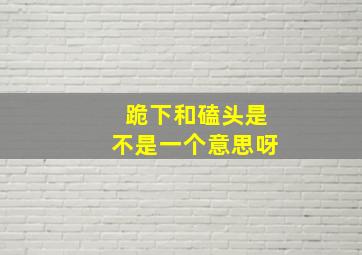 跪下和磕头是不是一个意思呀