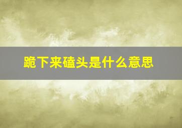 跪下来磕头是什么意思