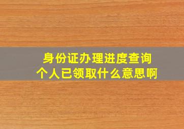 身份证办理进度查询个人已领取什么意思啊