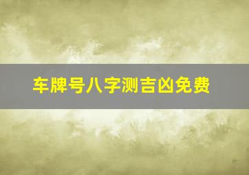 车牌号八字测吉凶免费