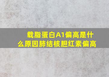 载脂蛋白A1偏高是什么原因肺结核胆红素偏高