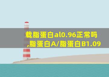 载脂蛋白al0.96正常吗,脂蛋白A/脂蛋白B1.09