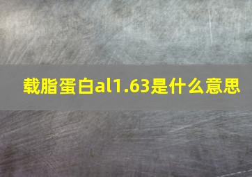 载脂蛋白al1.63是什么意思