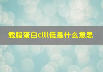 载脂蛋白clll低是什么意思