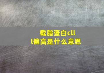 载脂蛋白clll偏高是什么意思