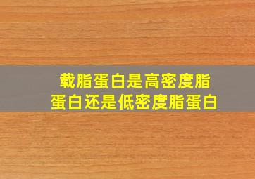 载脂蛋白是高密度脂蛋白还是低密度脂蛋白