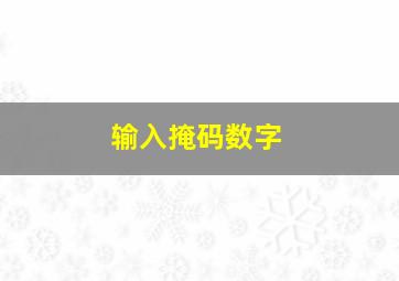 输入掩码数字