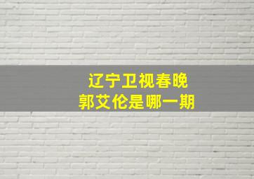 辽宁卫视春晚郭艾伦是哪一期