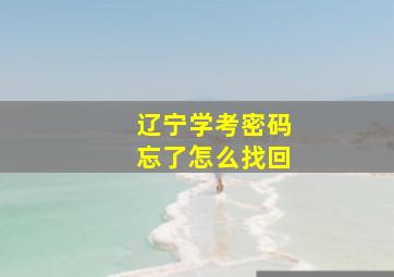 辽宁学考密码忘了怎么找回