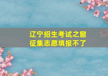 辽宁招生考试之窗征集志愿填报不了