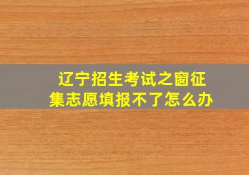 辽宁招生考试之窗征集志愿填报不了怎么办