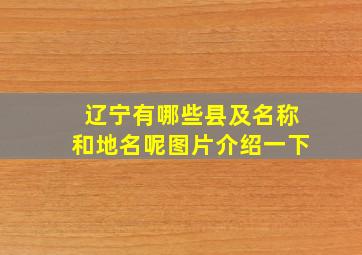 辽宁有哪些县及名称和地名呢图片介绍一下