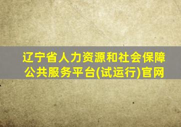 辽宁省人力资源和社会保障公共服务平台(试运行)官网