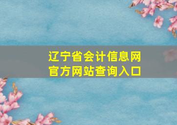 辽宁省会计信息网官方网站查询入口