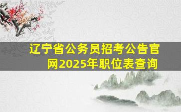 辽宁省公务员招考公告官网2025年职位表查询