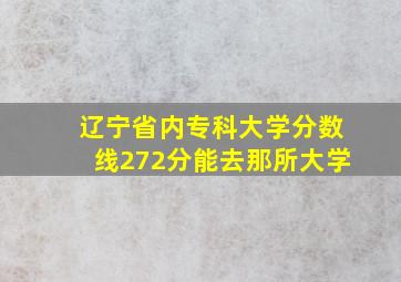 辽宁省内专科大学分数线272分能去那所大学