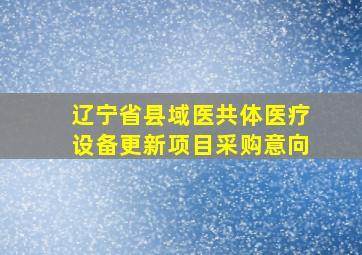 辽宁省县域医共体医疗设备更新项目采购意向