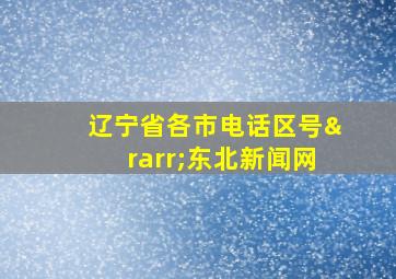 辽宁省各市电话区号→东北新闻网