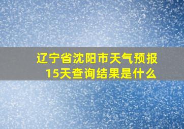 辽宁省沈阳市天气预报15天查询结果是什么