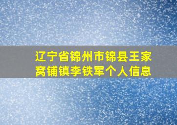 辽宁省锦州市锦县王家窝铺镇李铁军个人信息