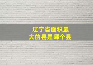 辽宁省面积最大的县是哪个县