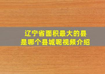 辽宁省面积最大的县是哪个县城呢视频介绍