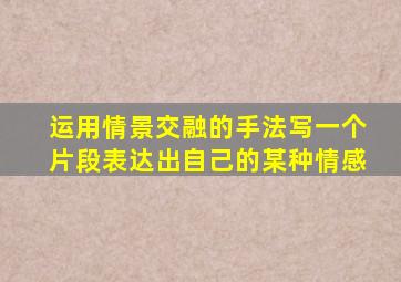 运用情景交融的手法写一个片段表达出自己的某种情感