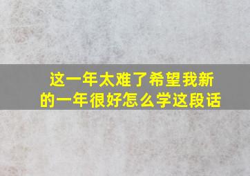 这一年太难了希望我新的一年很好怎么学这段话